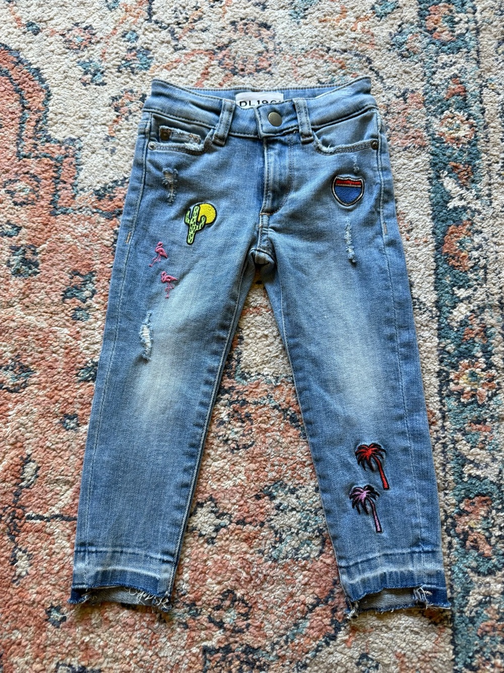 DL1961 Chloe Skinny Light Wash Denim Patchwork Jeans
